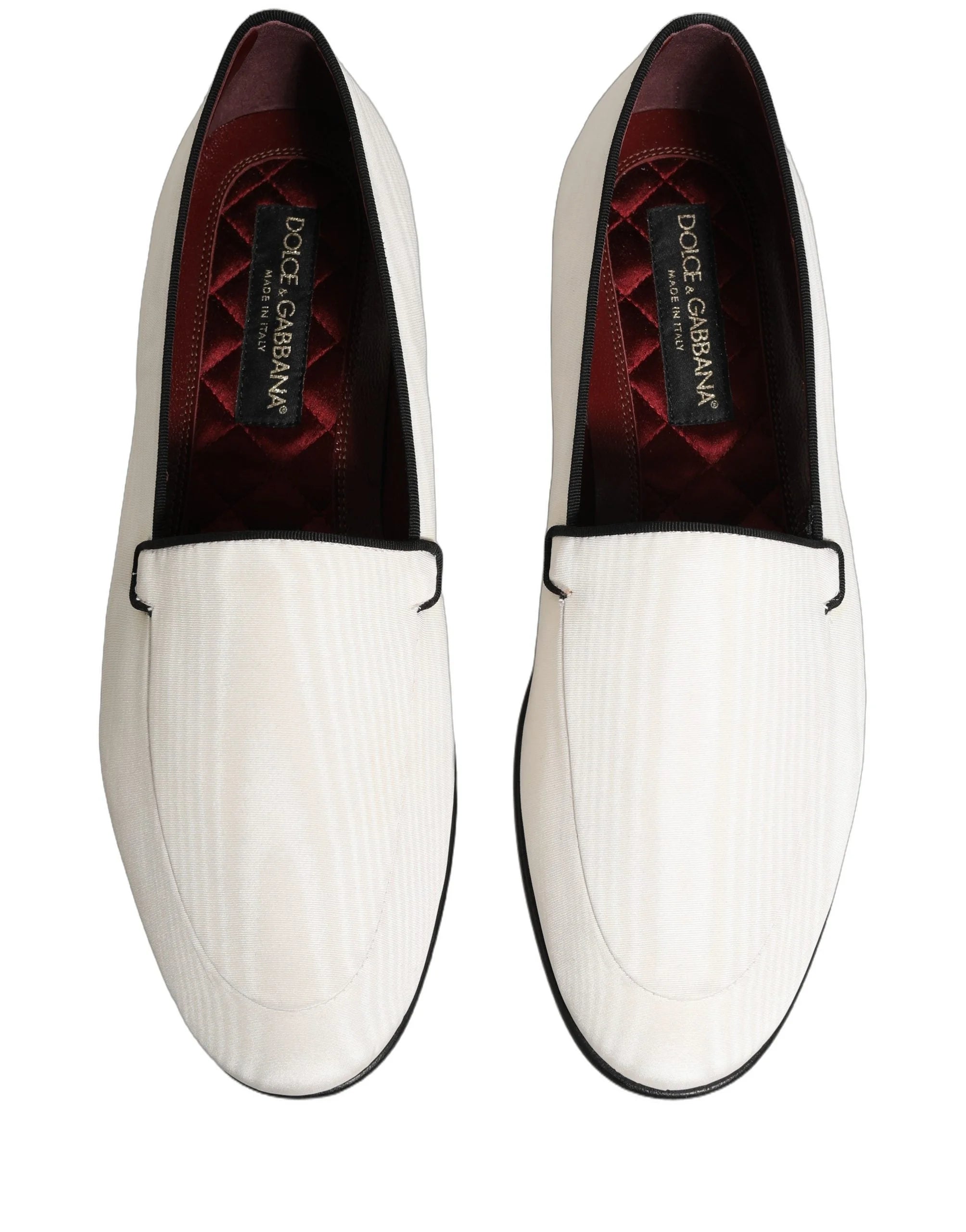Dolce & Gabbana White Velvet Slip On Men Flats Loafers Shoes - EU41/US8