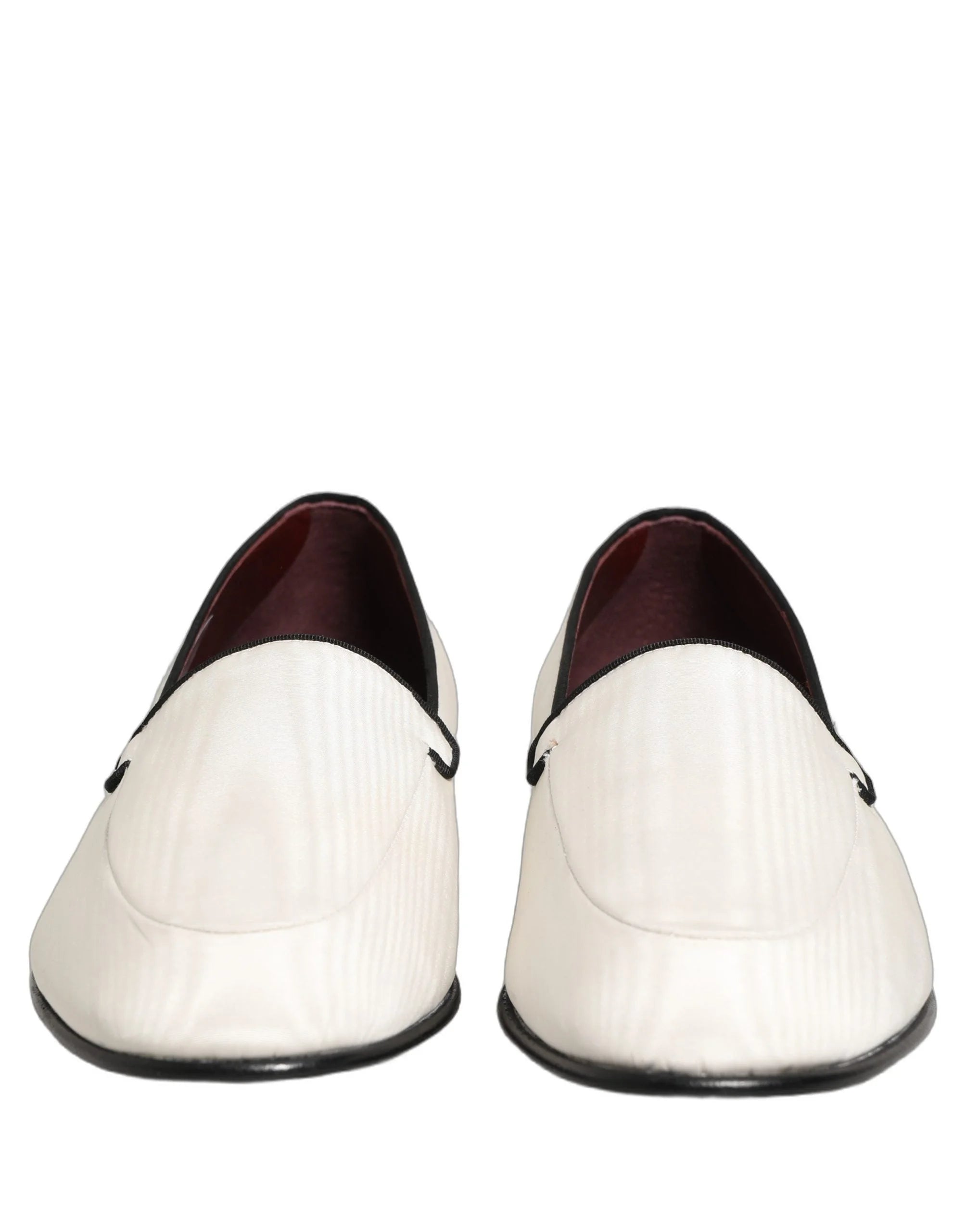 Dolce & Gabbana White Velvet Slip On Men Flats Loafers Shoes - EU41/US8