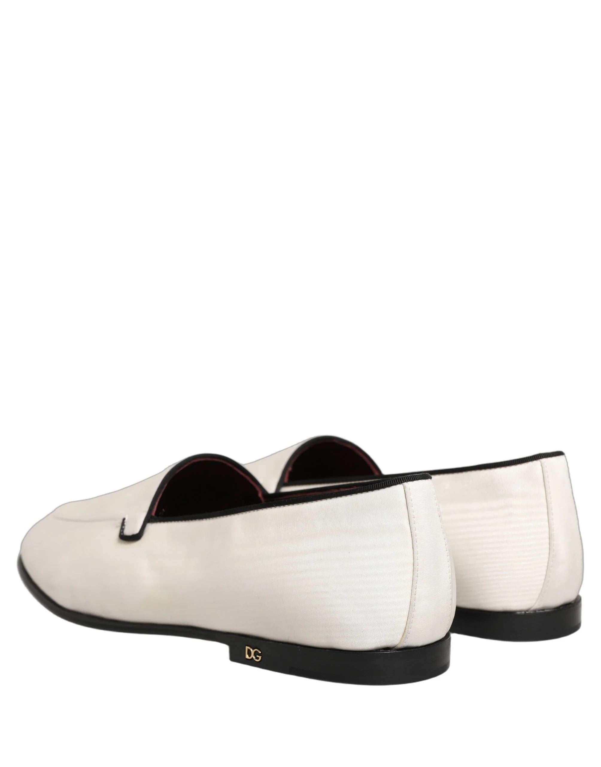 Dolce & Gabbana White Velvet Slip On Men Flats Loafers Shoes - EU41/US8