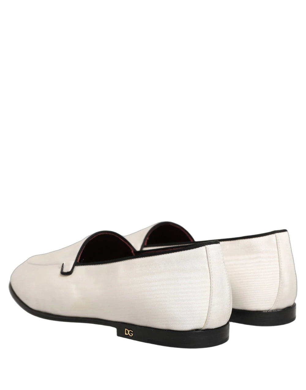Dolce & Gabbana White Velvet Slip On Men Flats Loafers Shoes - EU41/US8