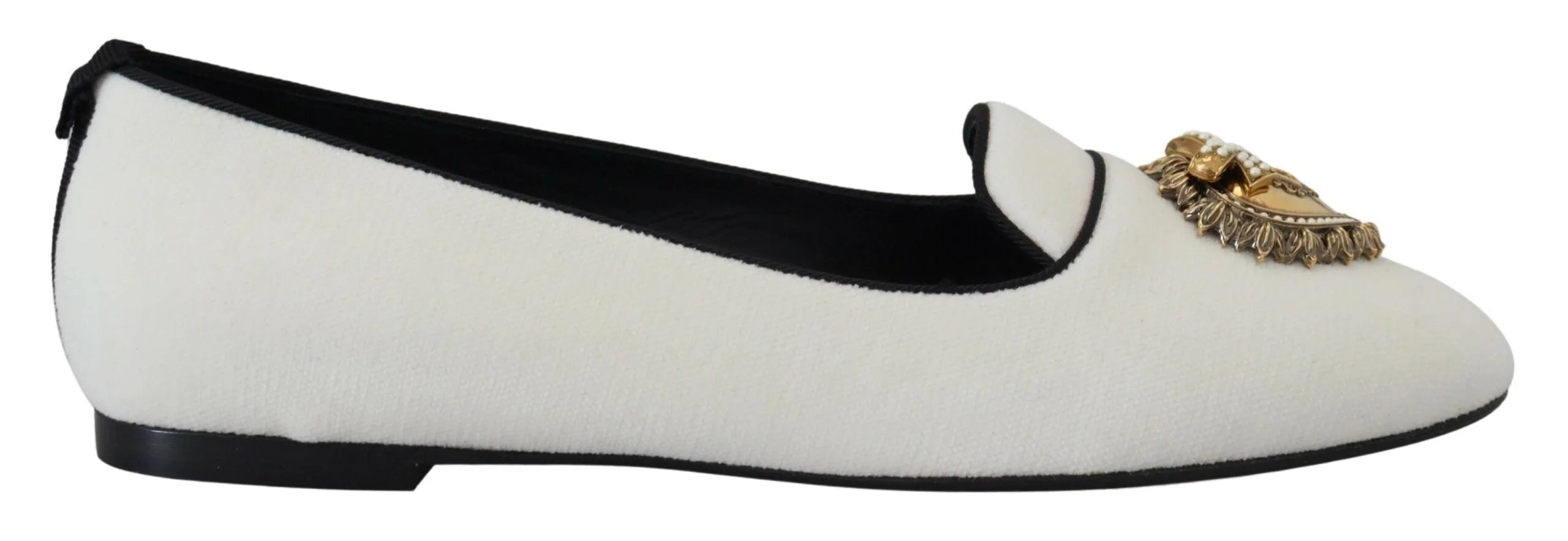 Dolce & Gabbana White Velvet Slip Ons Loafers Flats Shoes - Flats