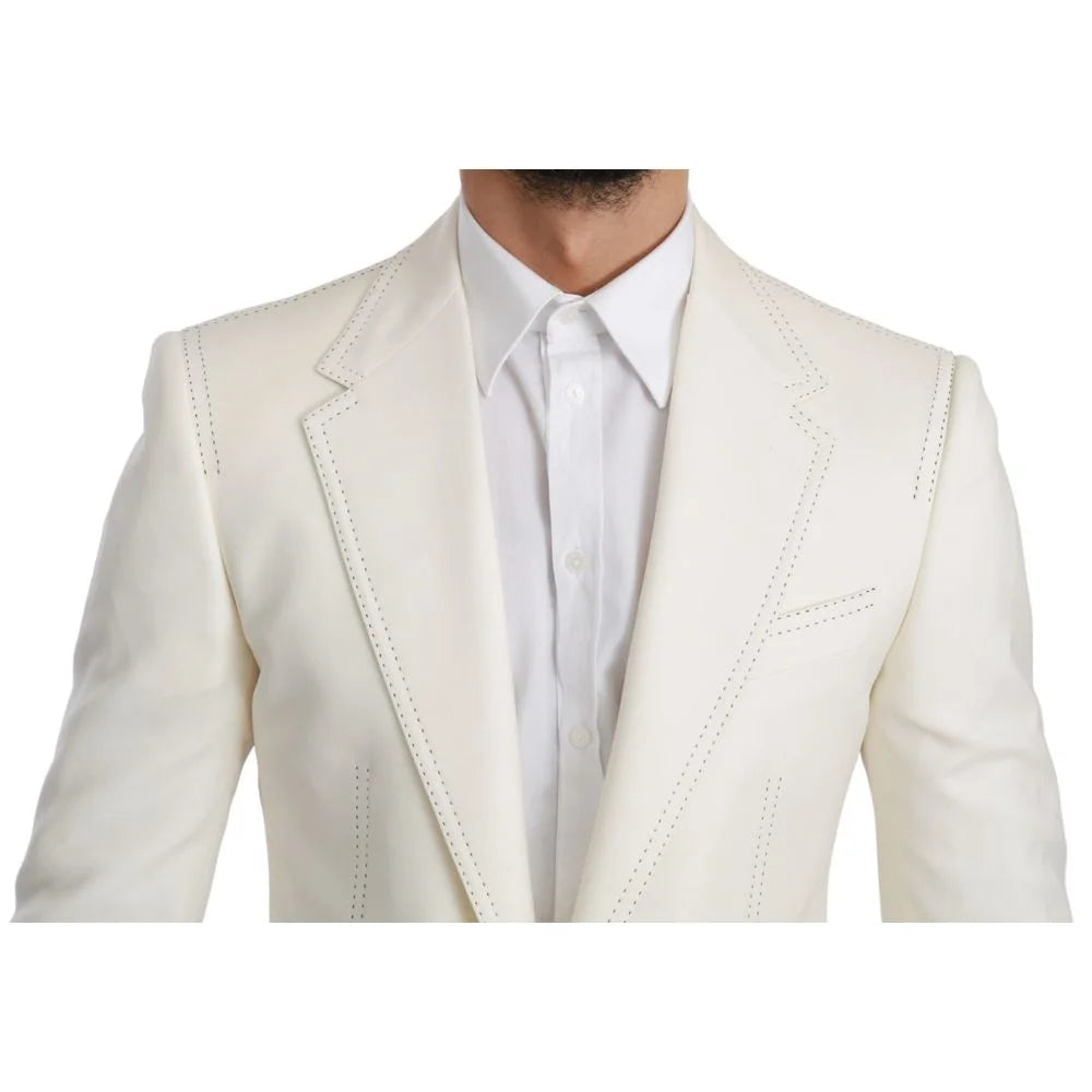 Dolce & Gabbana White Virgin Wool Blazer - IT46 | S