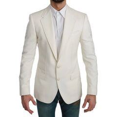 Dolce & Gabbana White Virgin Wool Blazer - IT46 | S