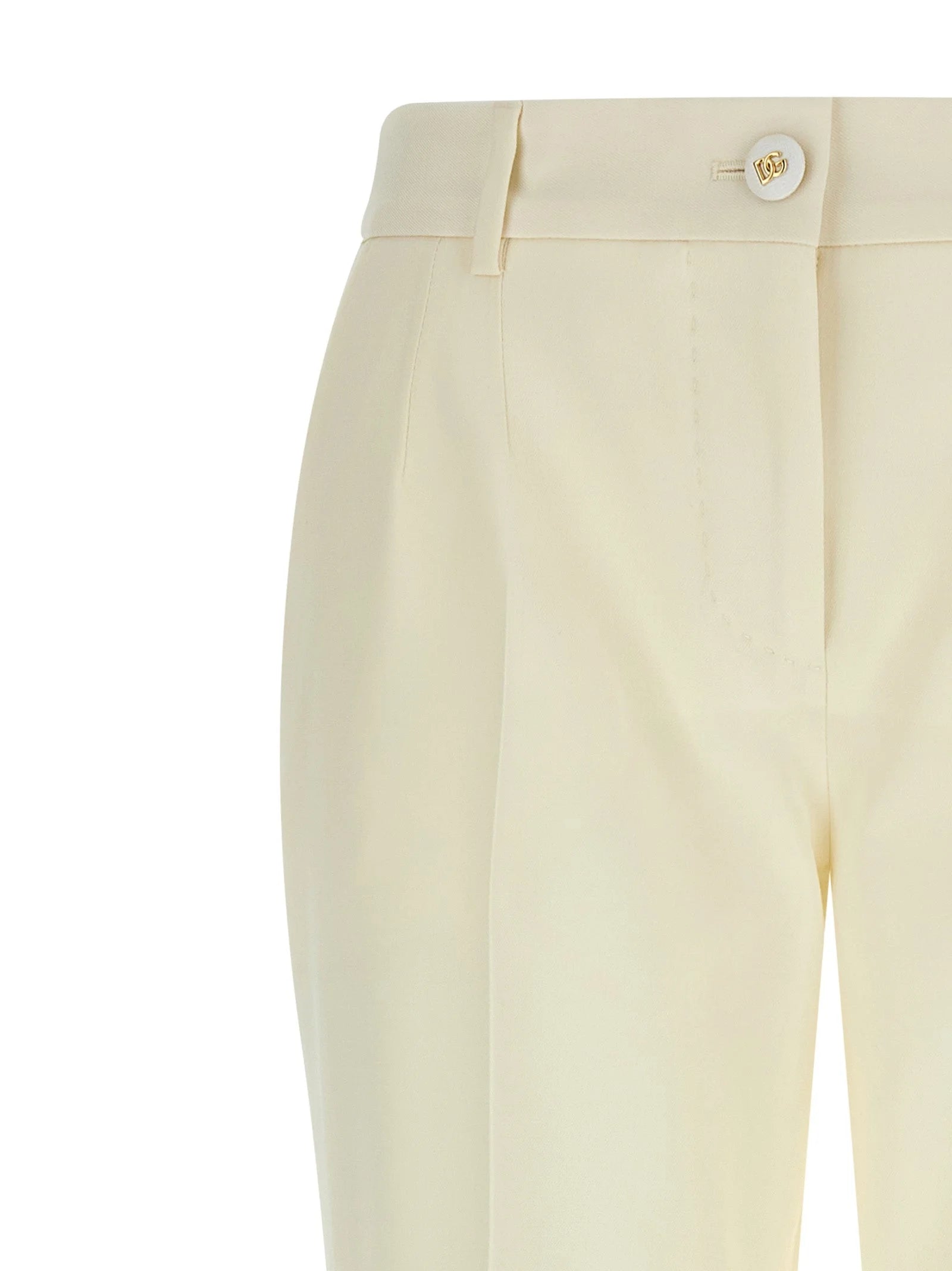 Dolce & Gabbana White Virgin Wool Dress Pants - IT42