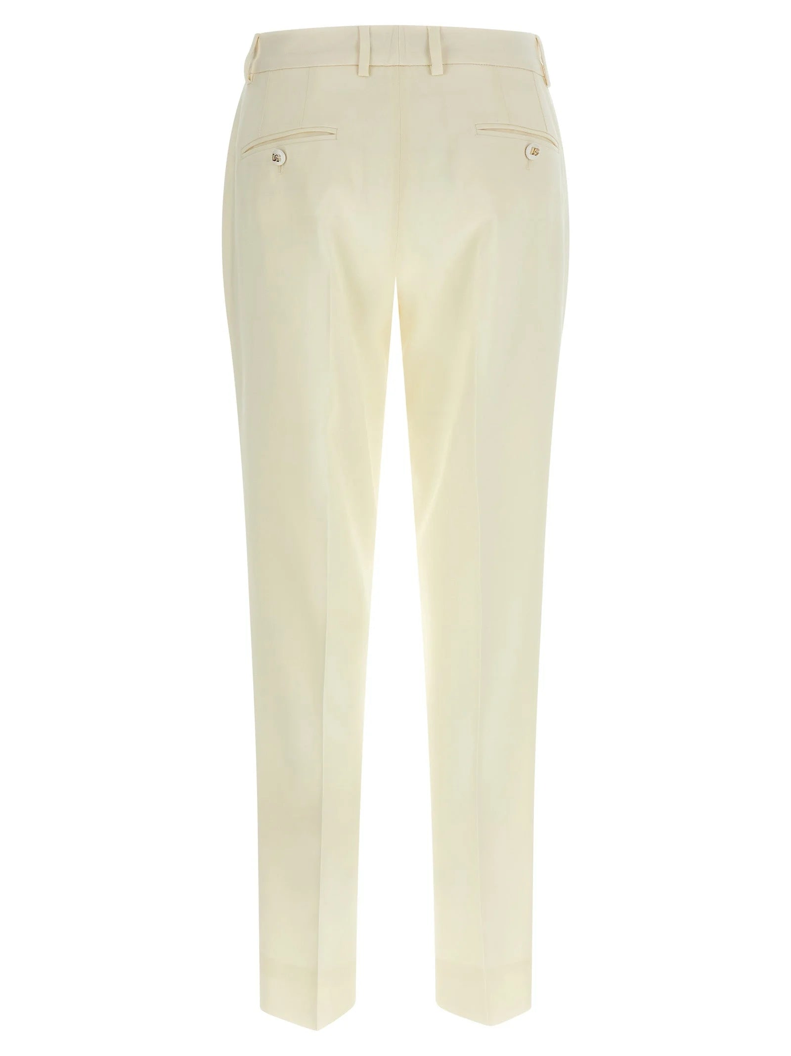 Dolce & Gabbana White Virgin Wool Dress Pants - IT42
