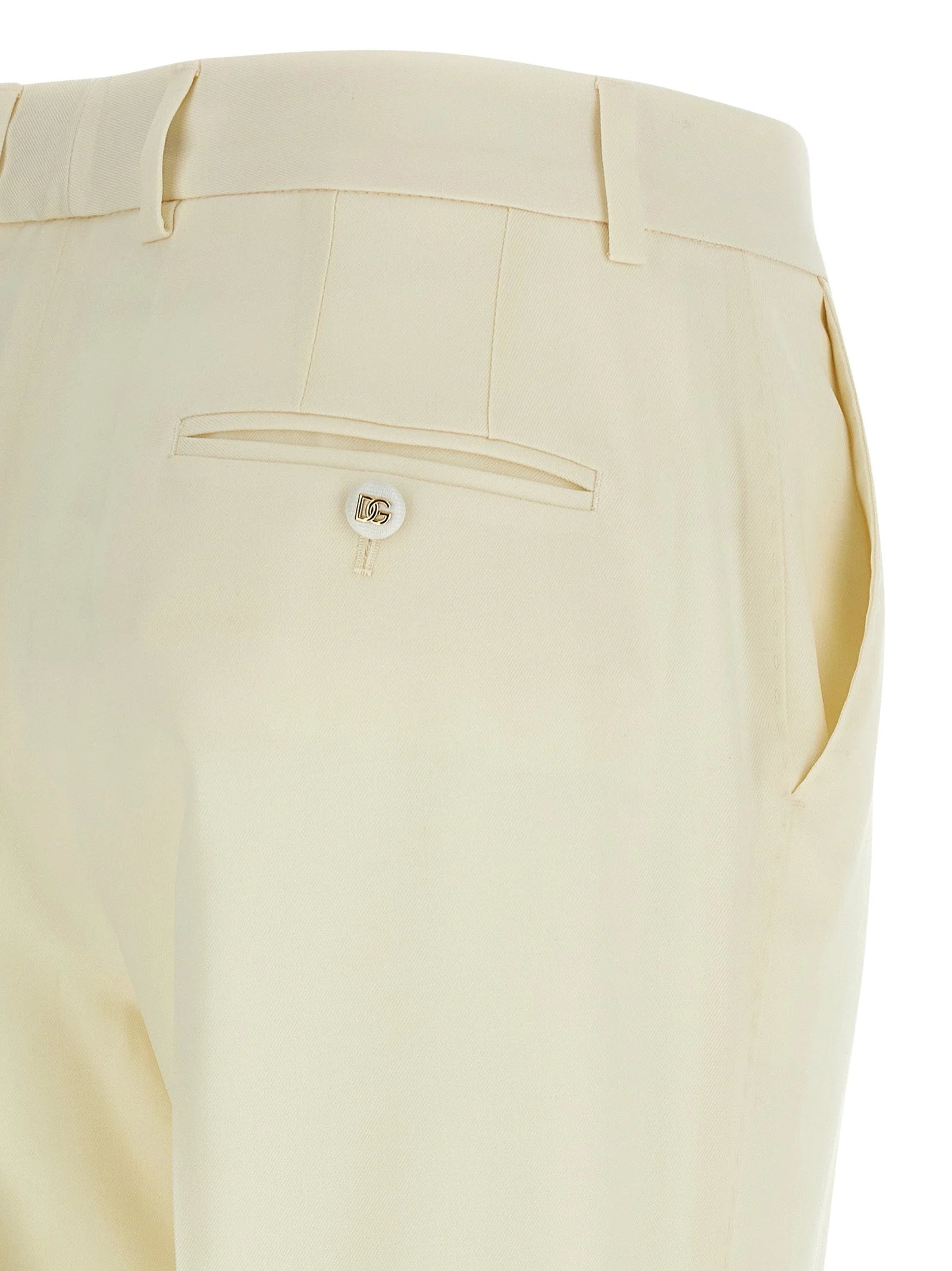 Dolce & Gabbana White Virgin Wool Dress Pants - IT42