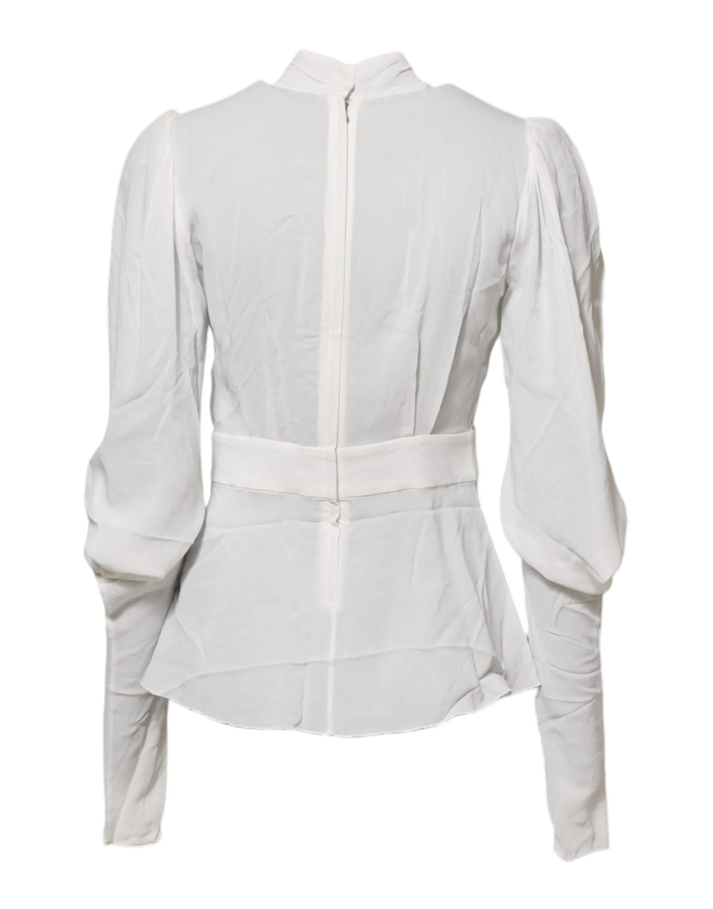 Dolce & Gabbana White Viscose Ascot Collar Long Sleeves Top - IT38 | XS - Blouses
