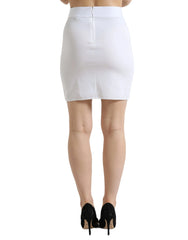 Dolce & Gabbana White Viscose High Waist Pencil Cut Mini Skirt - IT40|S - Skirts