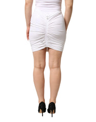 Dolce & Gabbana White Viscose Pencil Cut High Waist Mini Skirt - IT42|M