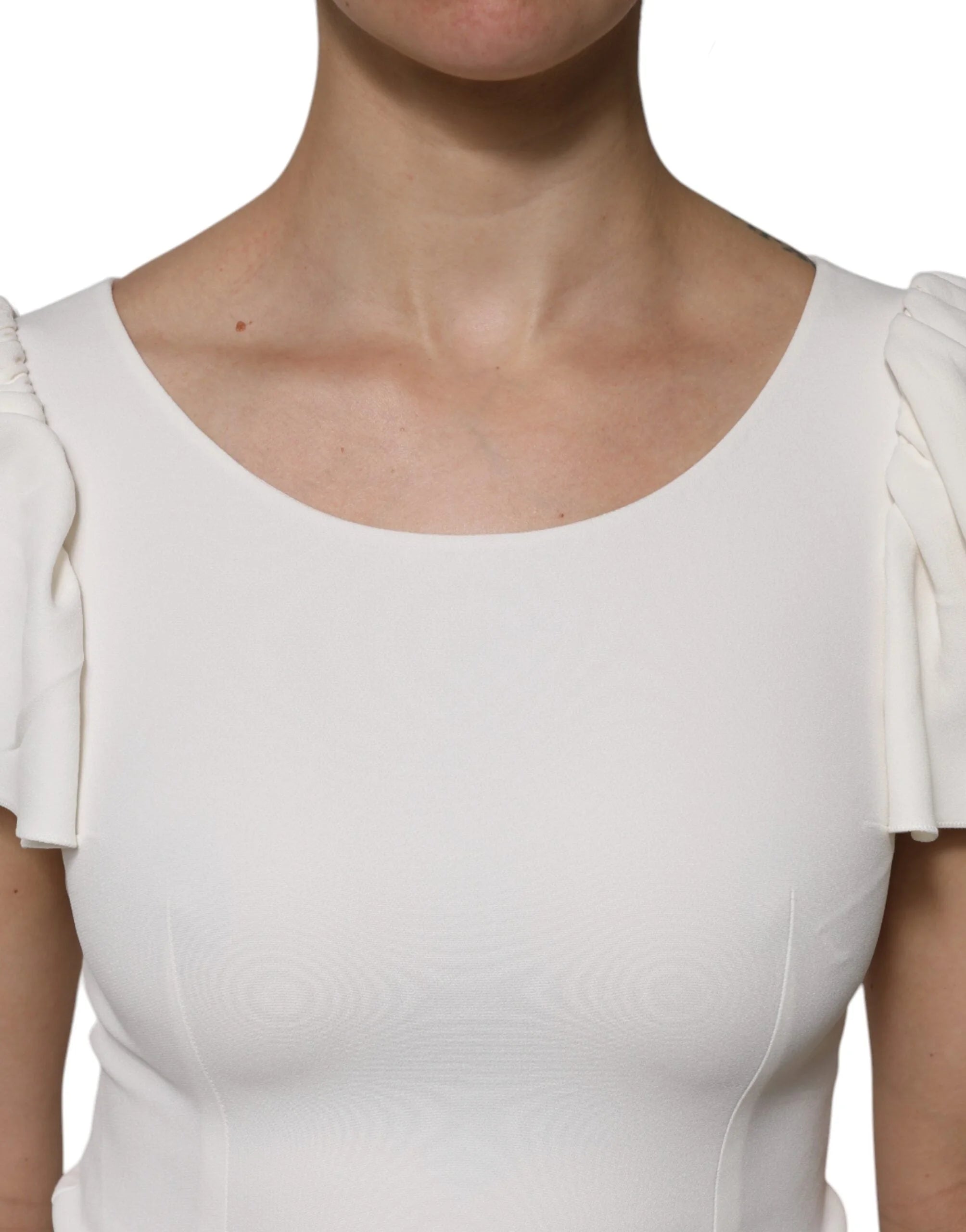 Dolce & Gabbana White Viscose Round Neck Short Sleeves Top - IT38 | XS - Blouses