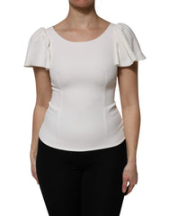Dolce & Gabbana White Viscose Round Neck Short Sleeves Top - IT38 | XS - Blouses