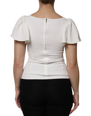 Dolce & Gabbana White Viscose Round Neck Short Sleeves Top - IT38 | XS - Blouses