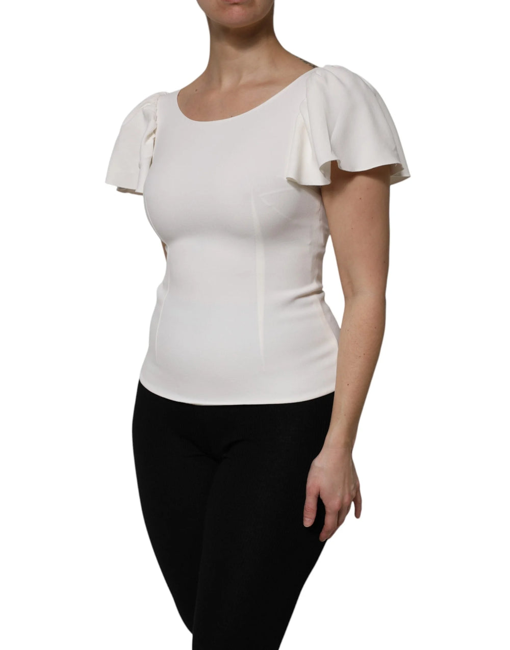 Dolce & Gabbana White Viscose Round Neck Short Sleeves Top - IT38 | XS - Blouses