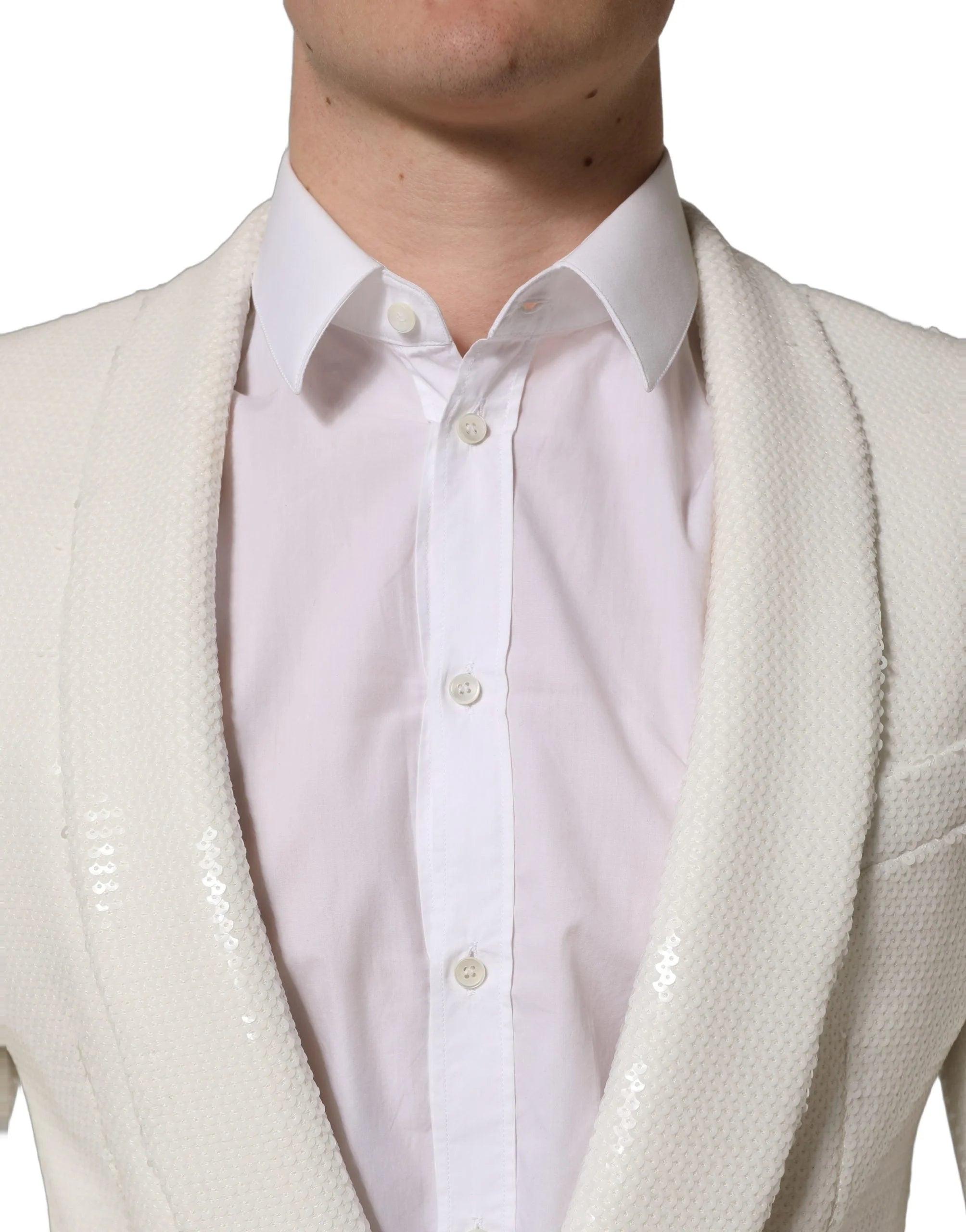 Dolce & Gabbana White Viscose Single Breasted Blazer Jacket - IT48 | M