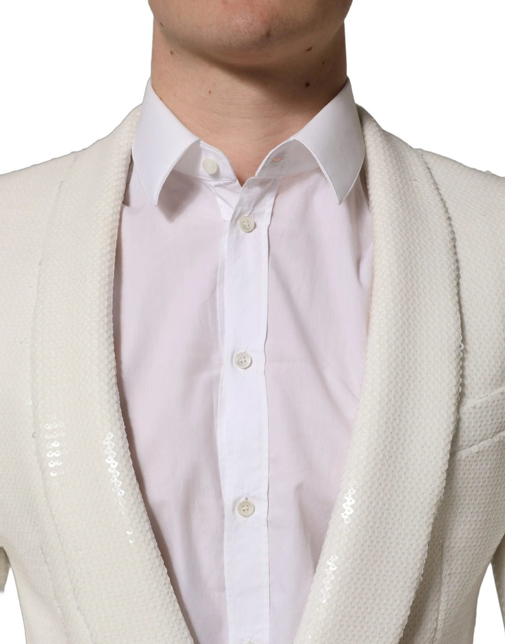 Dolce & Gabbana White Viscose Single Breasted Blazer Jacket - IT48 | M