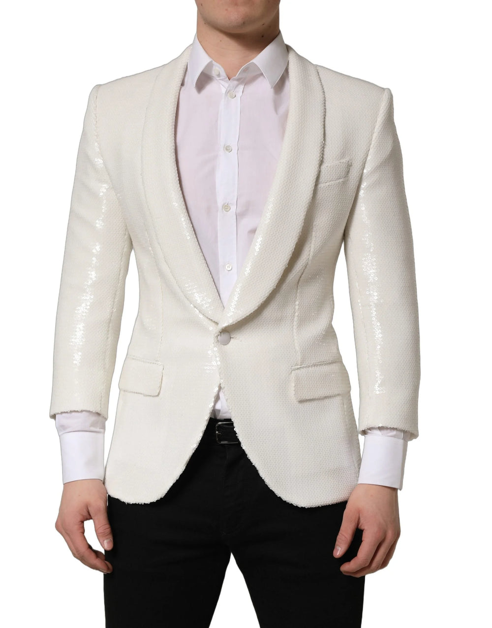 Dolce & Gabbana White Viscose Single Breasted Blazer Jacket - IT48 | M