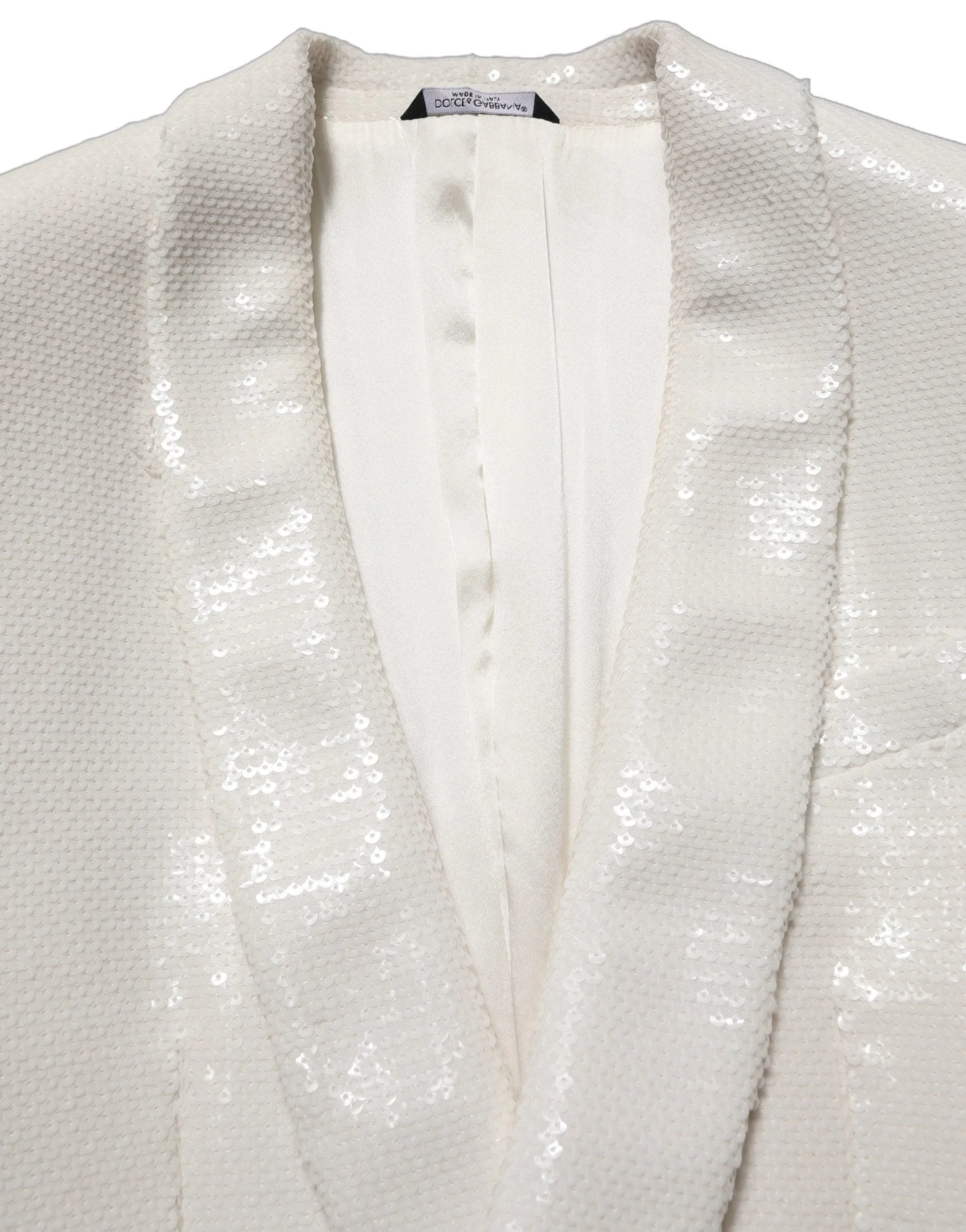 Dolce & Gabbana White Viscose Single Breasted Blazer Jacket - IT48 | M