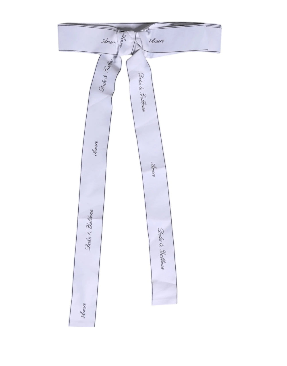 Dolce & Gabbana White Waist Ribbon Wide Bow Logo Belt - IT40|S - Belts