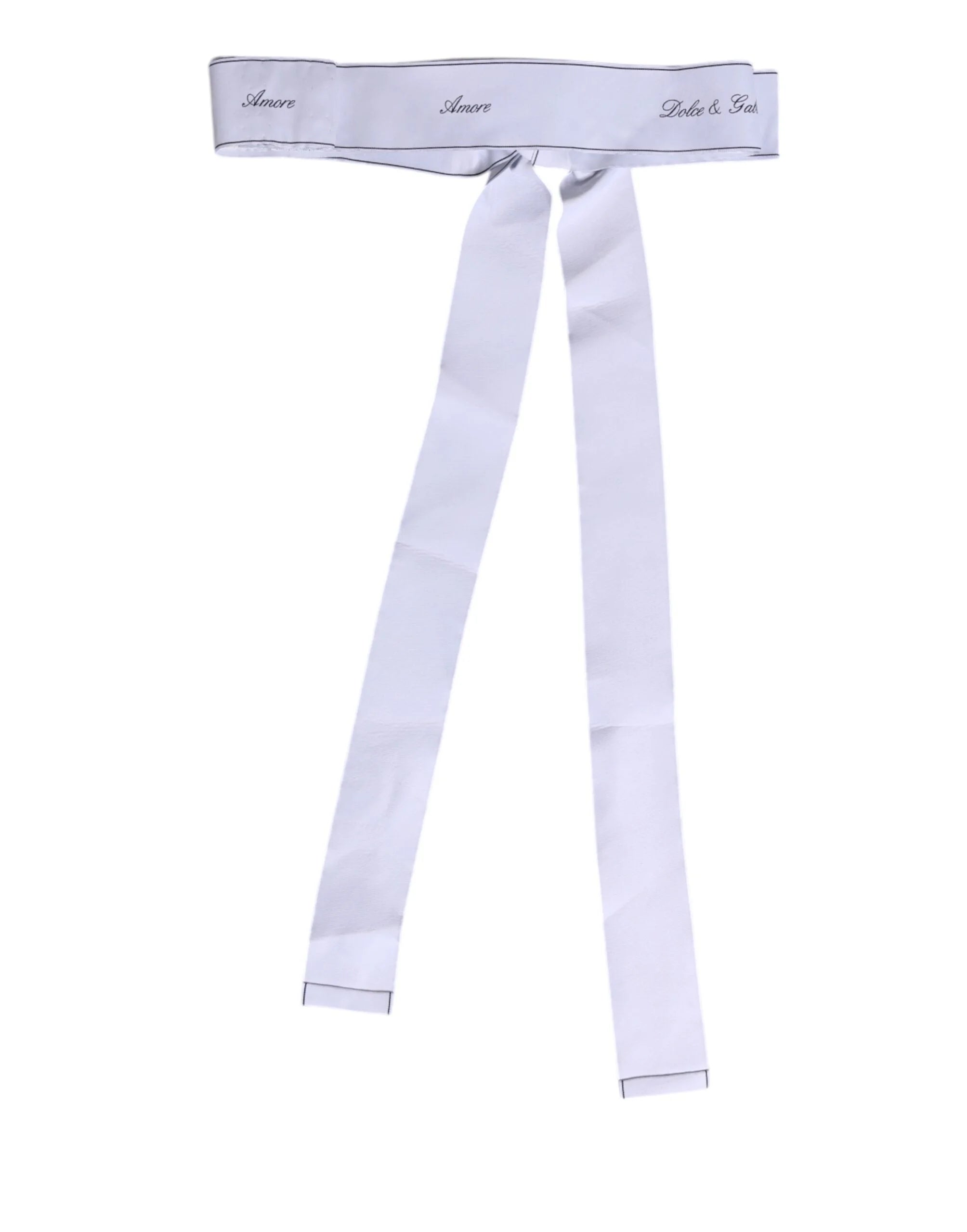 Dolce & Gabbana White Waist Ribbon Wide Bow Logo Belt - IT40|S - Belts