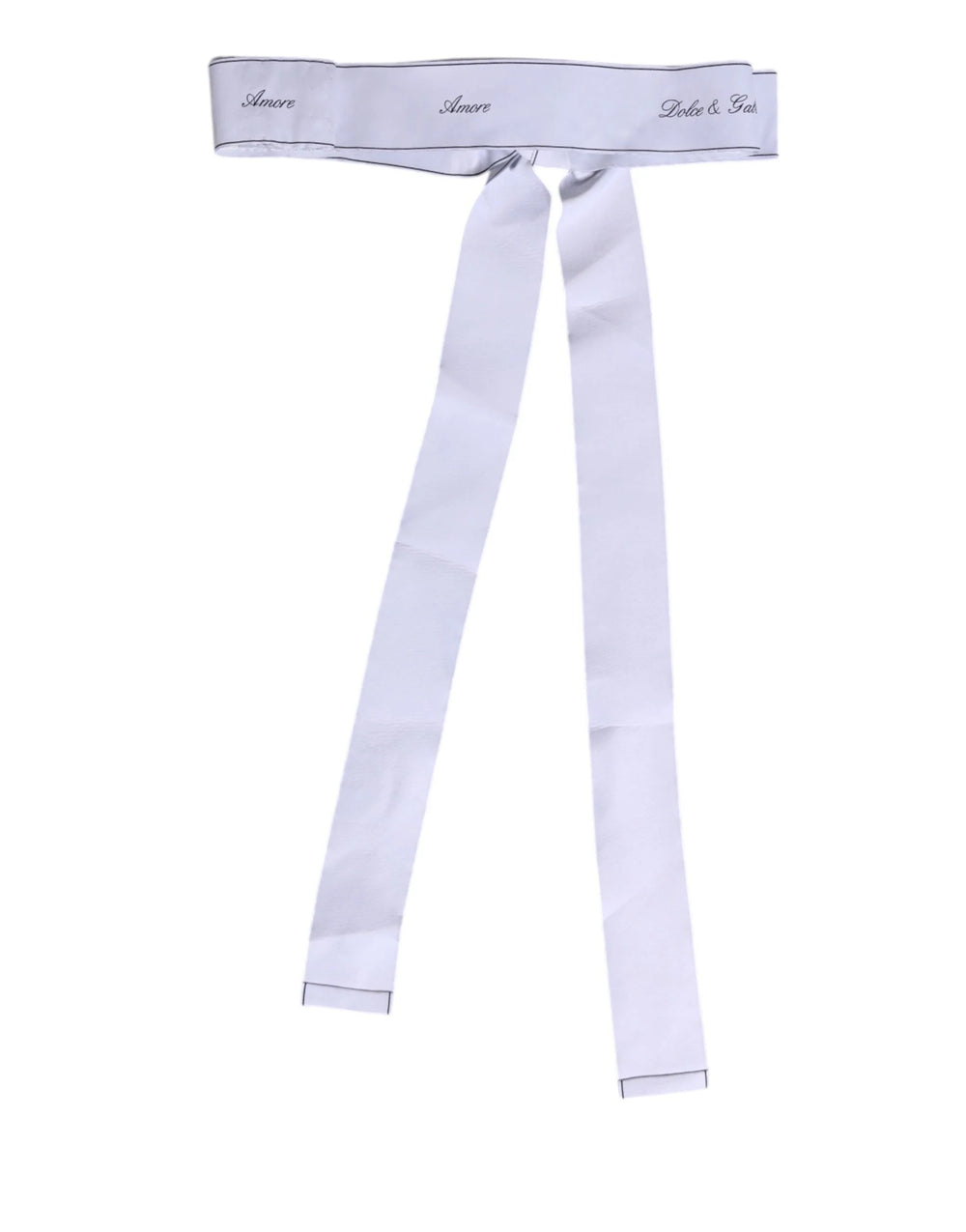 Dolce & Gabbana White Waist Ribbon Wide Bow Logo Belt - IT40|S - Belts