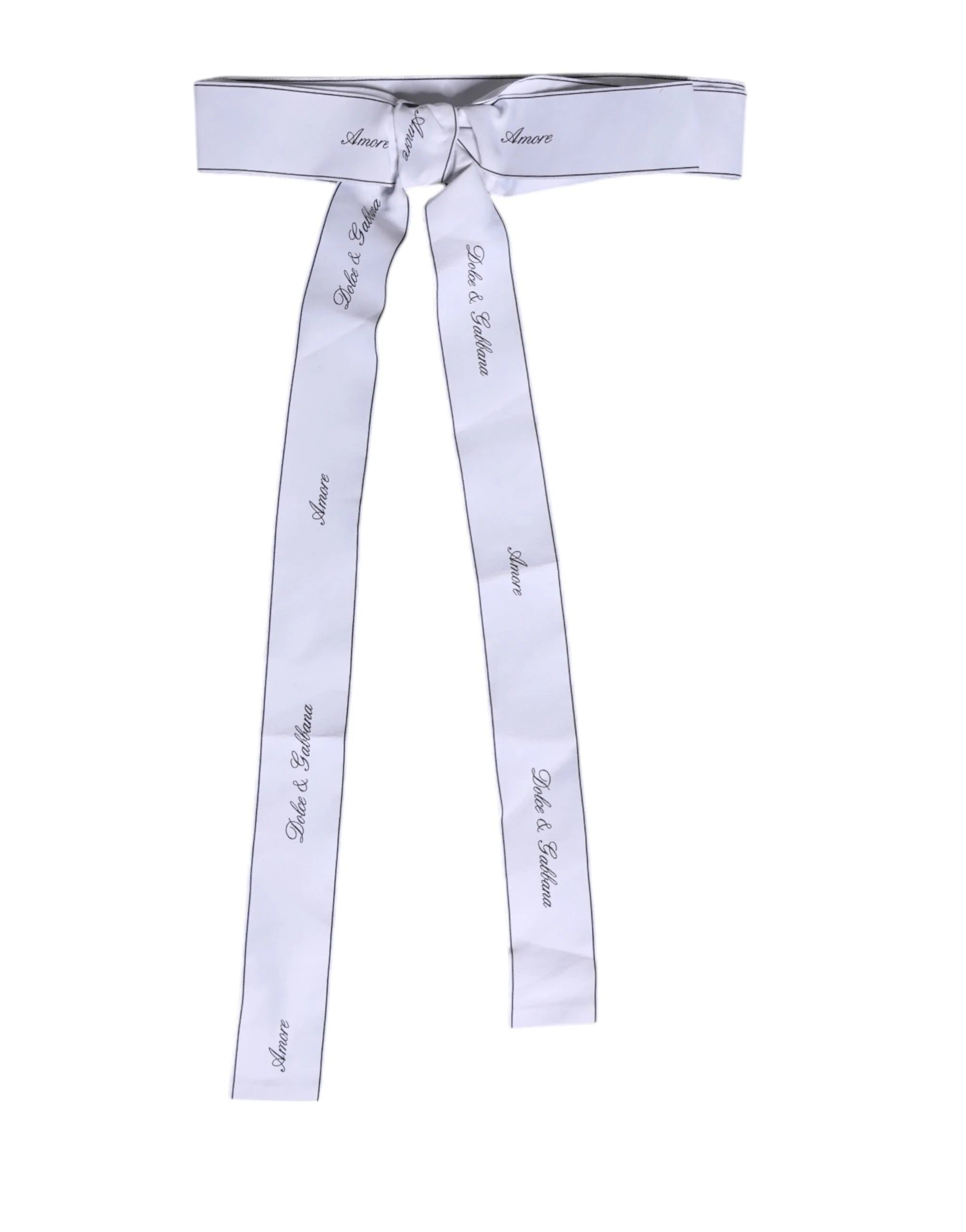 Dolce & Gabbana White Waist Ribbon Wide Bow Logo Belt - IT40|S - Belts