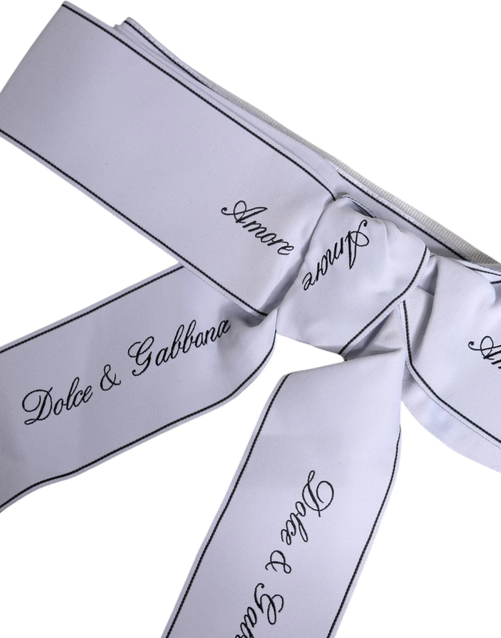 Dolce & Gabbana White Waist Ribbon Wide Bow Logo Belt - IT40|S - Belts