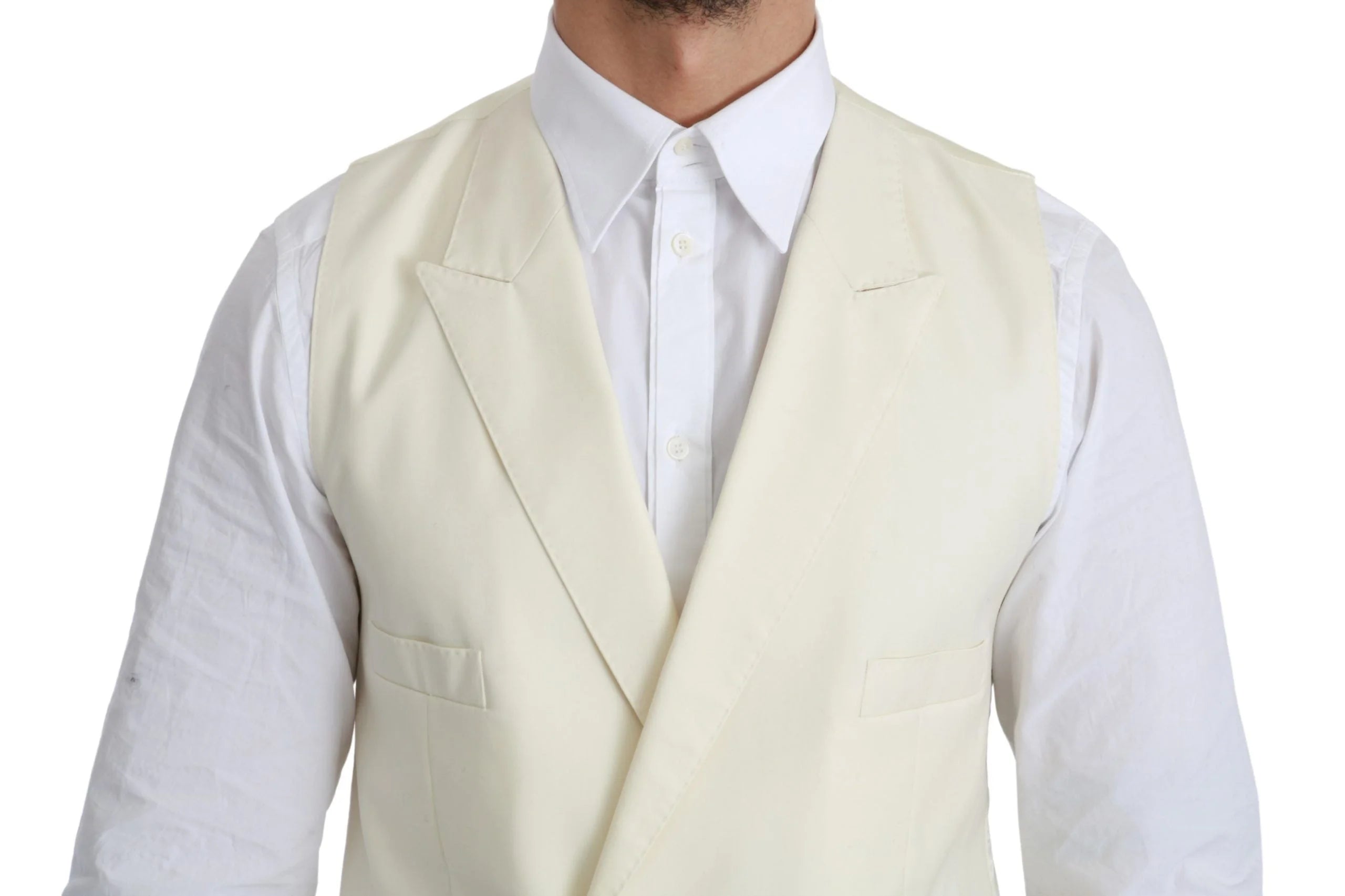 Dolce & Gabbana White Waistcoat Formal Wool Vest - Vests