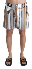 Dolce & Gabbana White Walking Stick Beachwear Shorts Swimshorts - IT48 | M - Swim Boxers