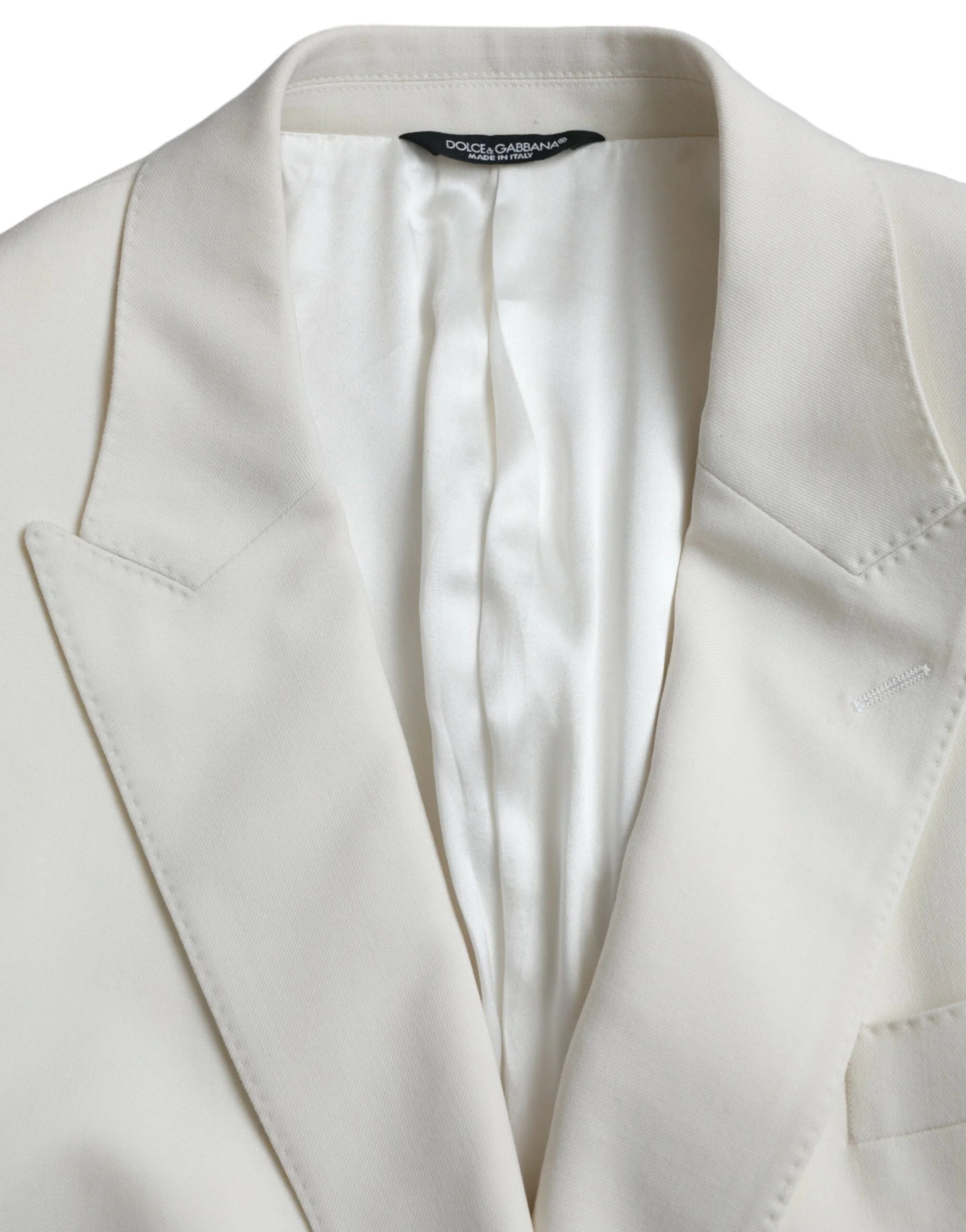 Dolce & Gabbana White Wool MARTINI Double Breasted Blazer - IT50 | L - Sport Jackets