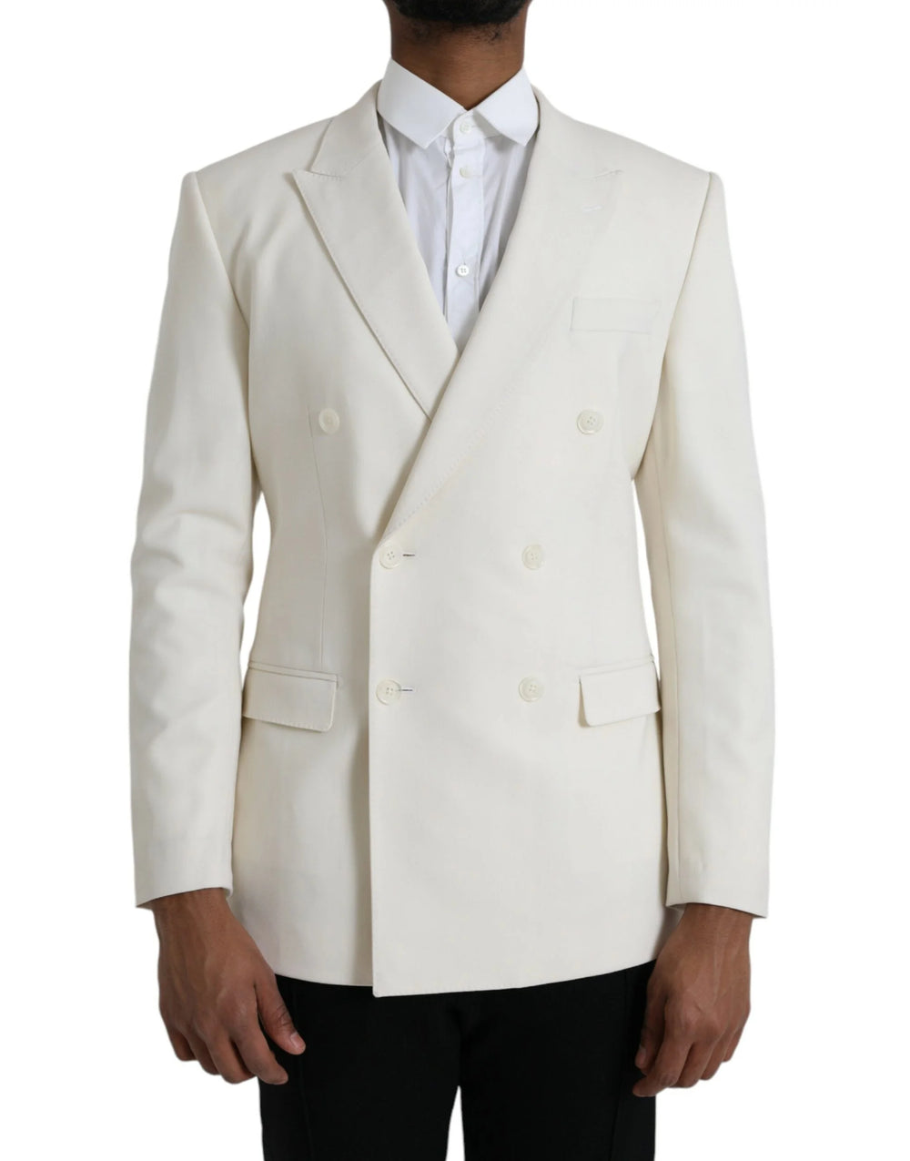 Dolce & Gabbana White Wool MARTINI Double Breasted Blazer - IT50 | L - Sport Jackets