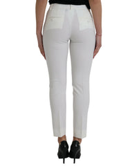 Dolce & Gabbana White Wool Mid Waist Tapered Pants - IT38 | XS - Trousers