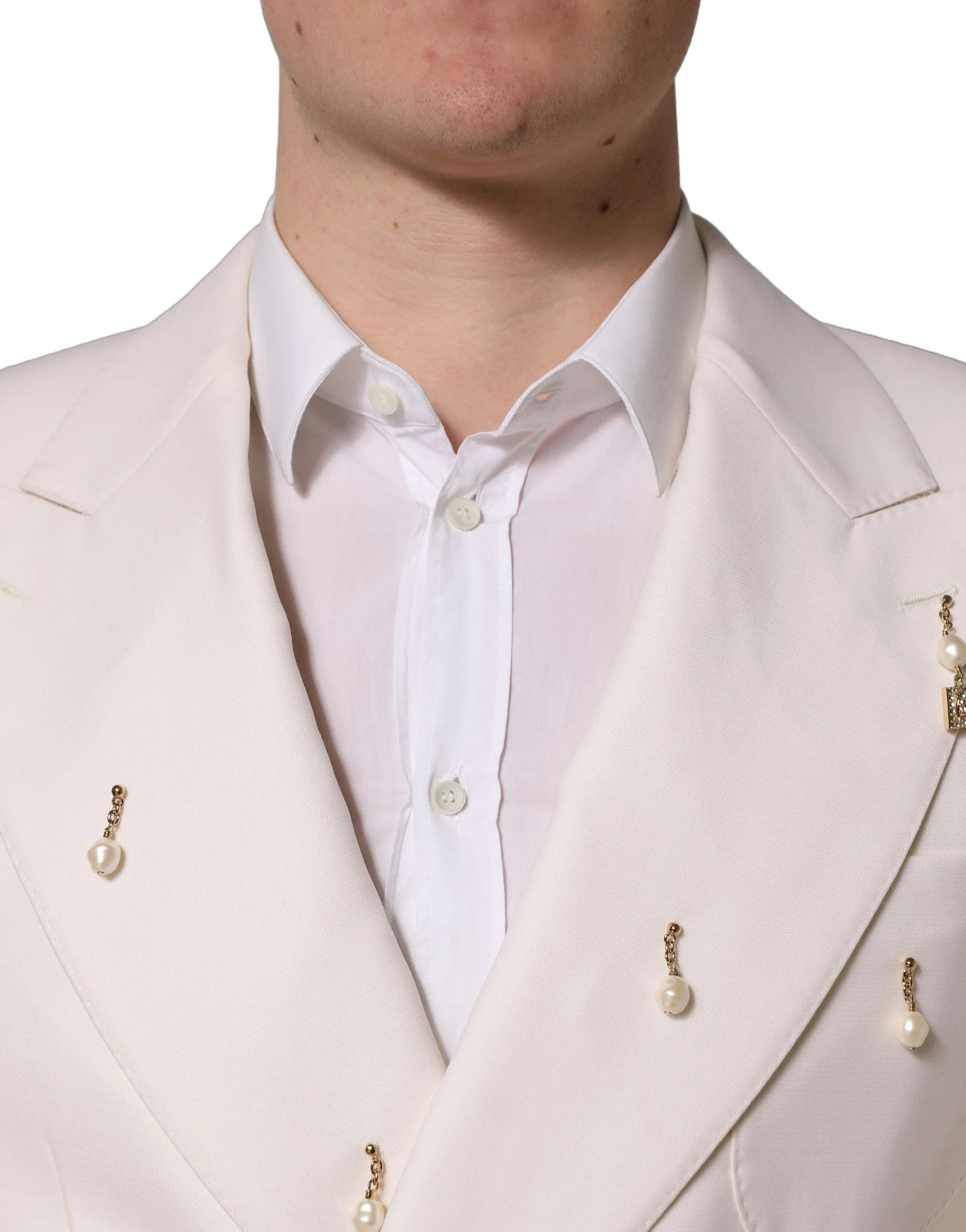 Dolce & Gabbana White Wool Slim Fit Formal 2 Piece Men Suit - IT48 | M