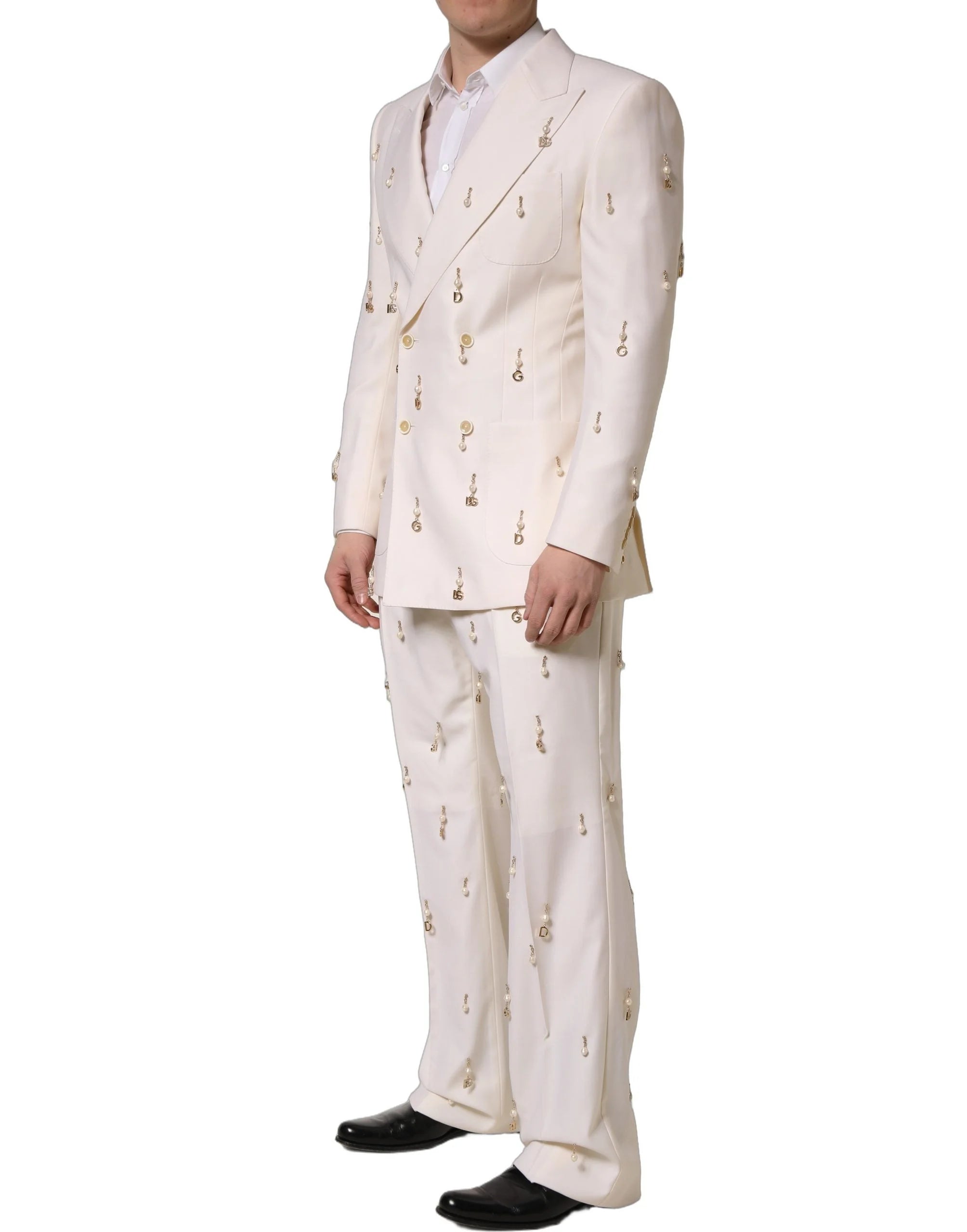 Dolce & Gabbana White Wool Slim Fit Formal 2 Piece Men Suit - IT48 | M