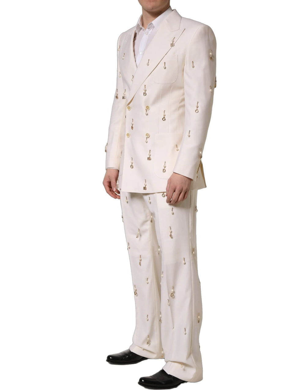 Dolce & Gabbana White Wool Slim Fit Formal 2 Piece Men Suit - IT48 | M