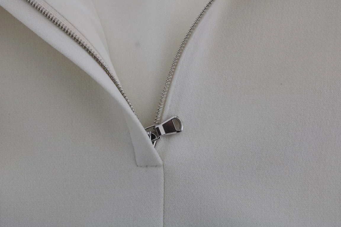 Dolce & Gabbana White Wool Stretch Brooch Shift Dress - Dresses