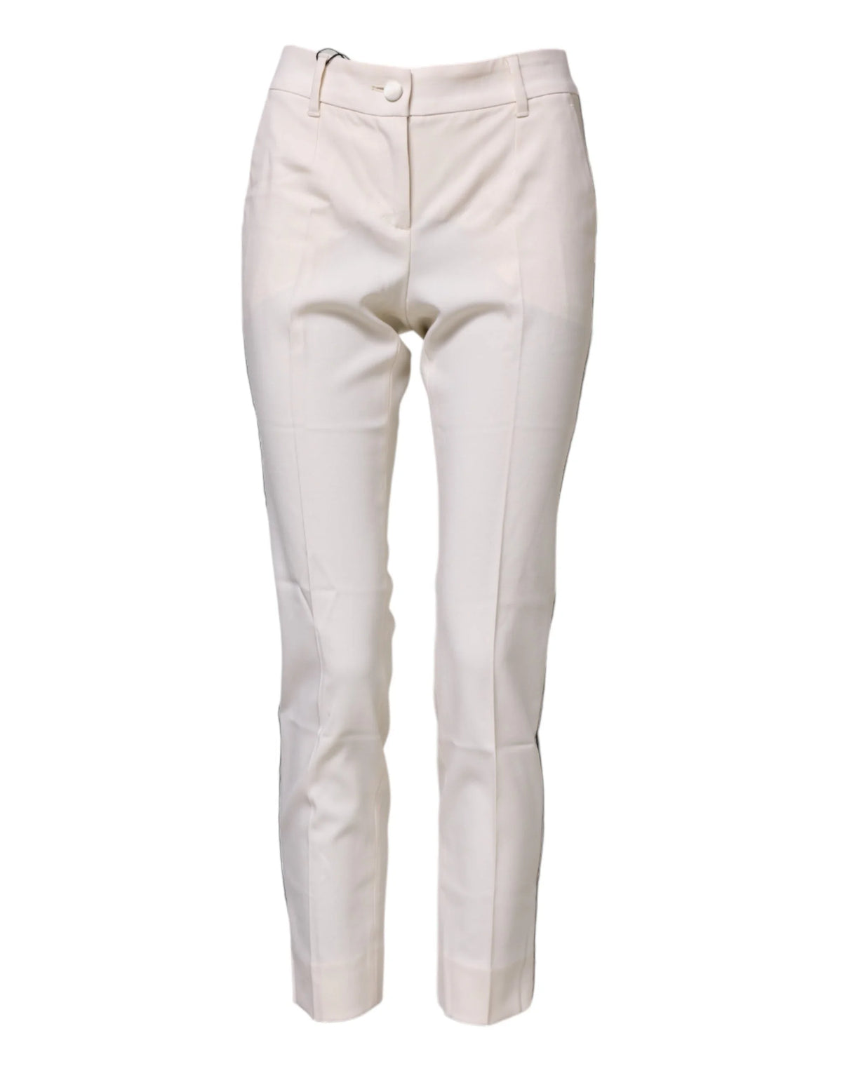 Dolce & Gabbana White Wool Tapered High Waist Pants - IT36|XXS - Trousers