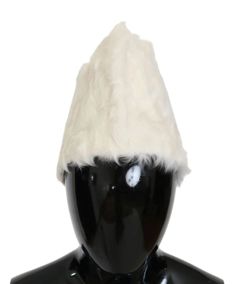 Dolce & Gabbana White Xiangao Lamb Fur Beanie - 56 cm|XS
