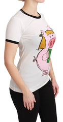 Dolce & Gabbana White YEAR OF THE PIG Top Cotton T-shirt - T-Shirts