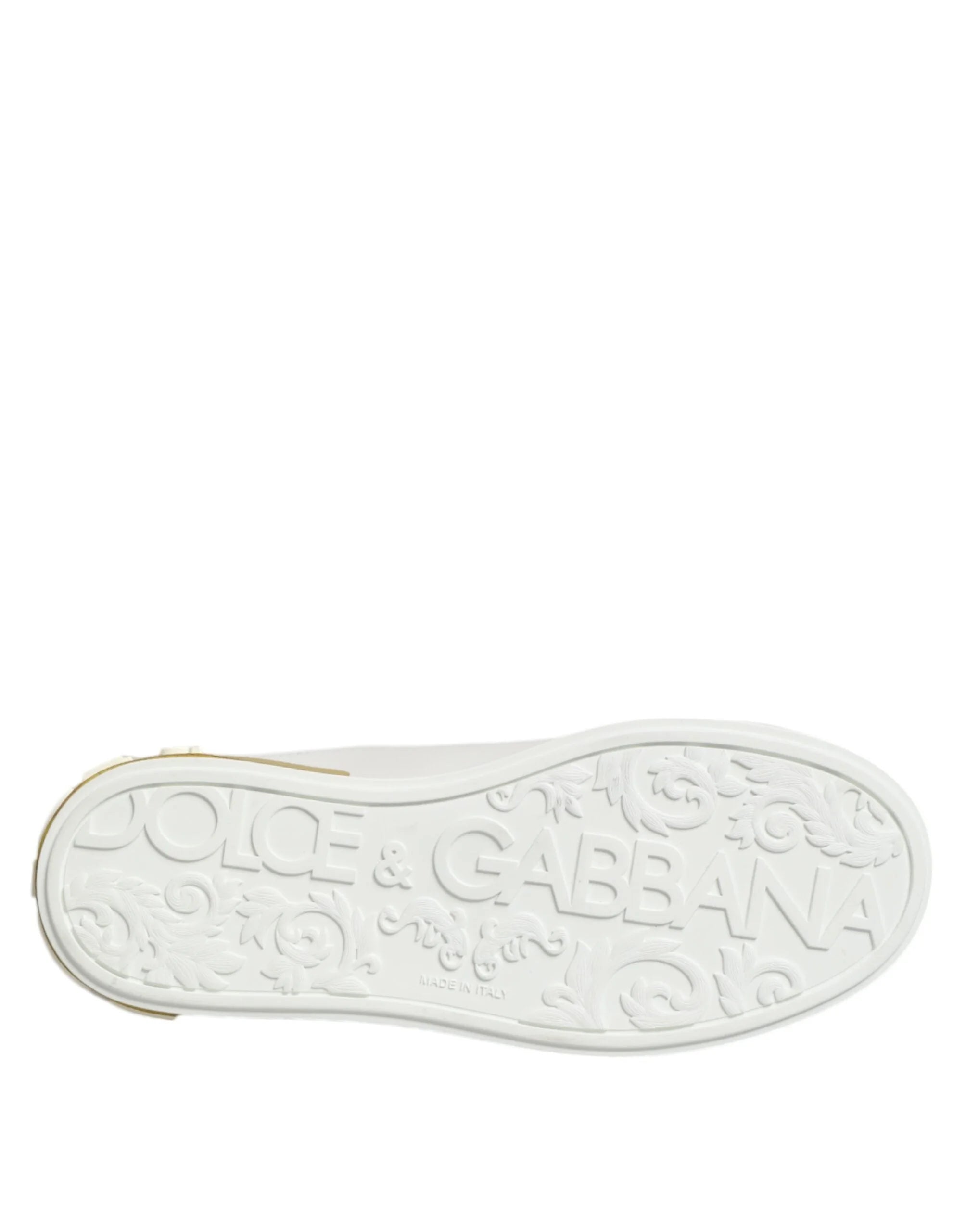 Dolce & Gabbana White Yellow Leather Low Top Sneakers Shoes - EU35.5/US5