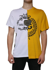 Dolce & Gabbana White Yellow Logo Print Short Sleeve T-shirt - IT50 | L - T-Shirts