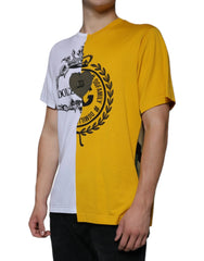 Dolce & Gabbana White Yellow Logo Print Short Sleeve T-shirt - IT50 | L - T-Shirts