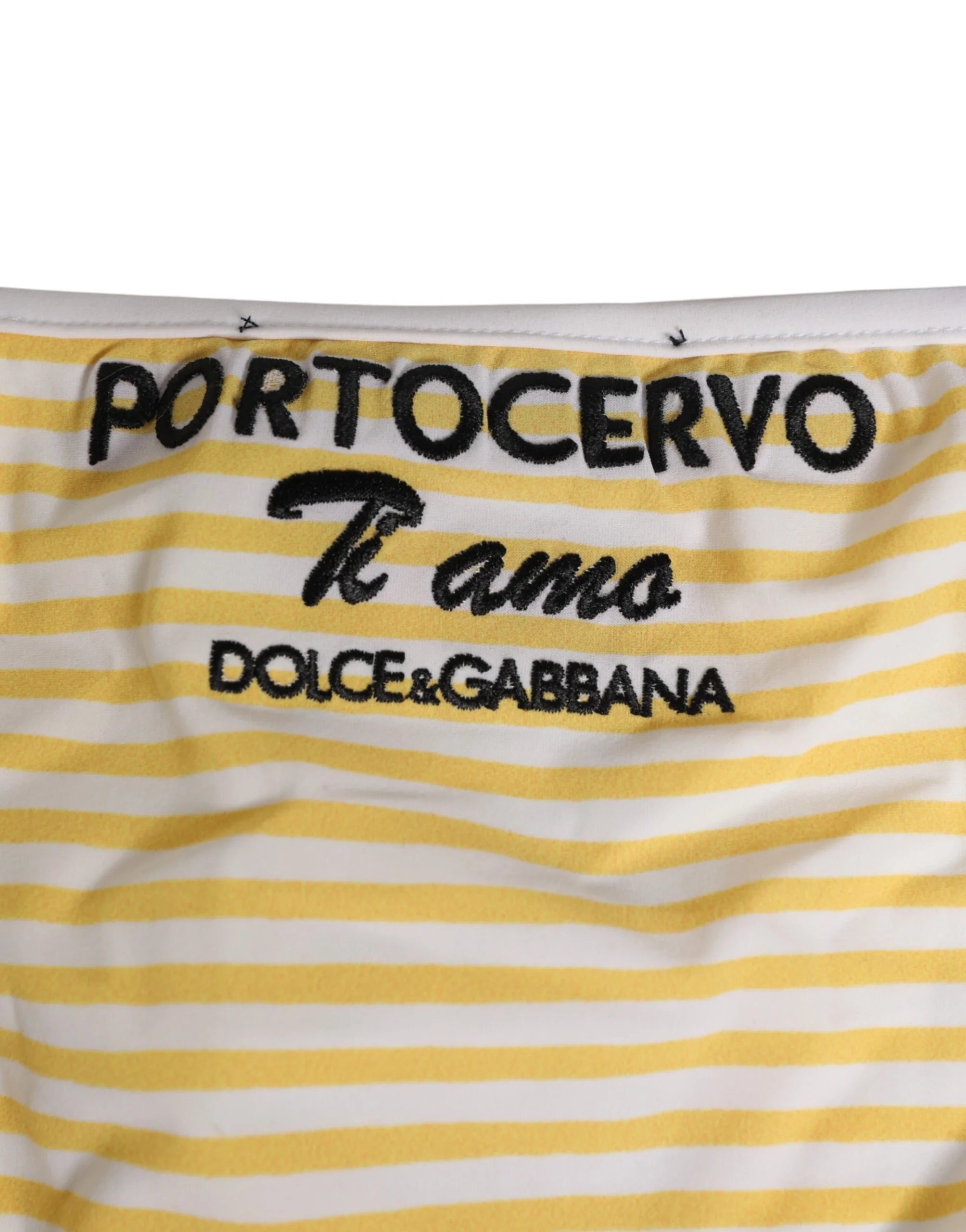 Dolce & Gabbana White Yellow Stripe Tie Side Logo Underwear - IT2 | S - Classic Bikinis