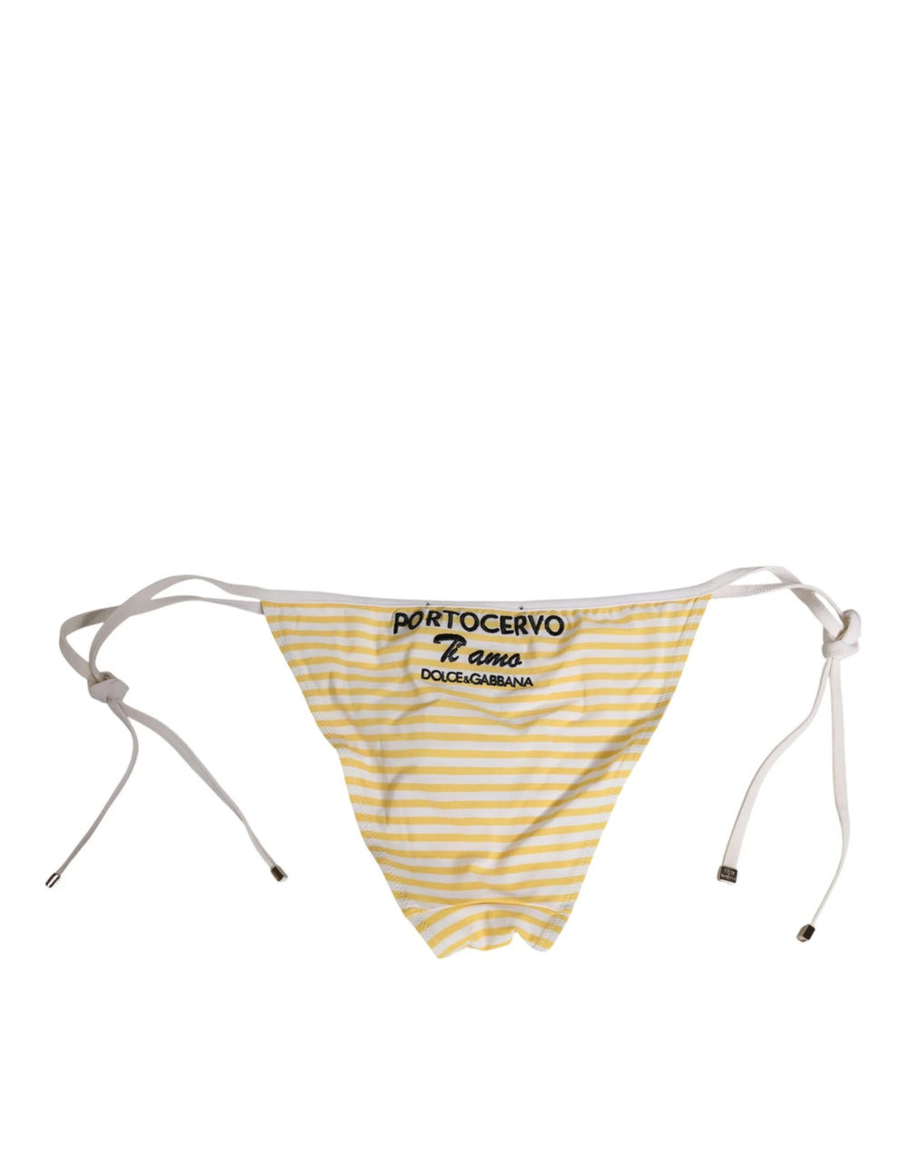 Dolce & Gabbana White Yellow Stripe Tie Side Logo Underwear - IT2 | S - Classic Bikinis