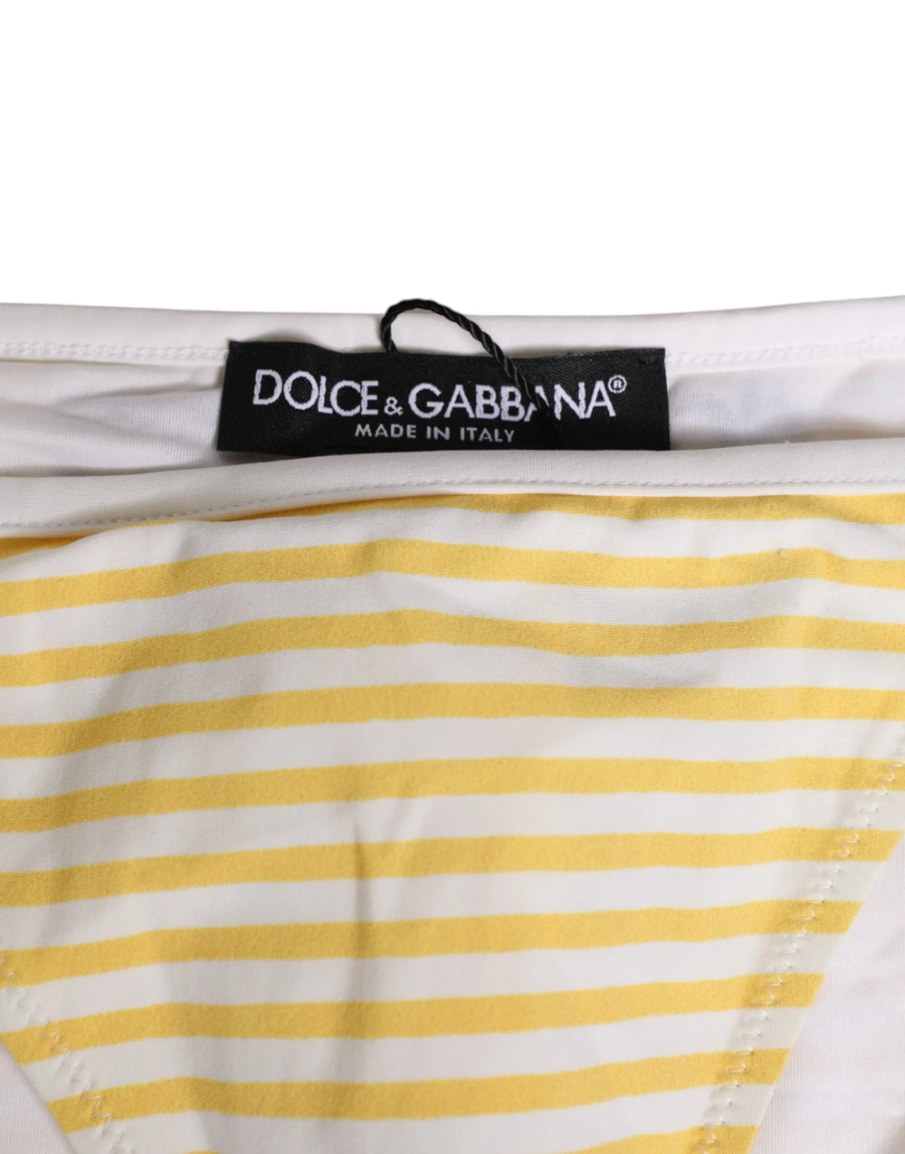 Dolce & Gabbana White Yellow Stripe Tie Side Logo Underwear - IT2 | S - Classic Bikinis