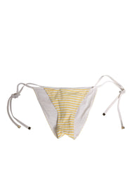 Dolce & Gabbana White Yellow Stripe Tie Side Logo Underwear - IT2 | S - Classic Bikinis