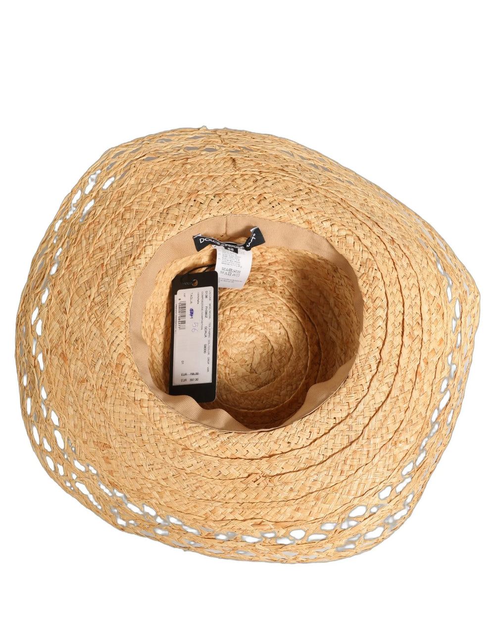 Klobouk Dolce & Gabbana s květinovým vzorem béžové barvy pro ženy, široký okraj, Capello Hat - 56 cm|XS