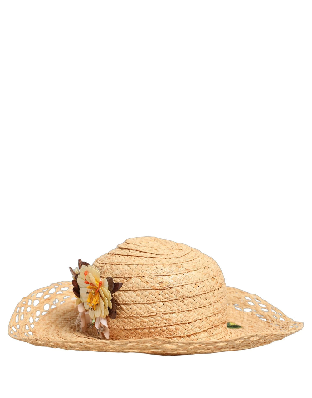 Klobouk Dolce & Gabbana s květinovým vzorem béžové barvy pro ženy, široký okraj, Capello Hat - 56 cm|XS