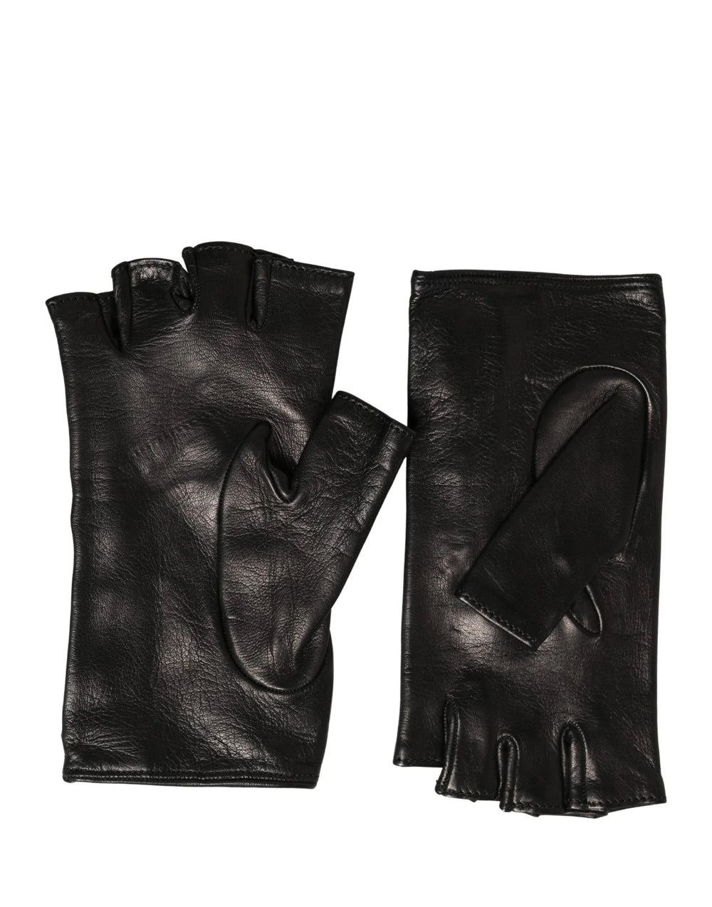 Back view of the Dolce & Gabbana leather mittens showing the smooth, premium lambskin finish and refined stitching.