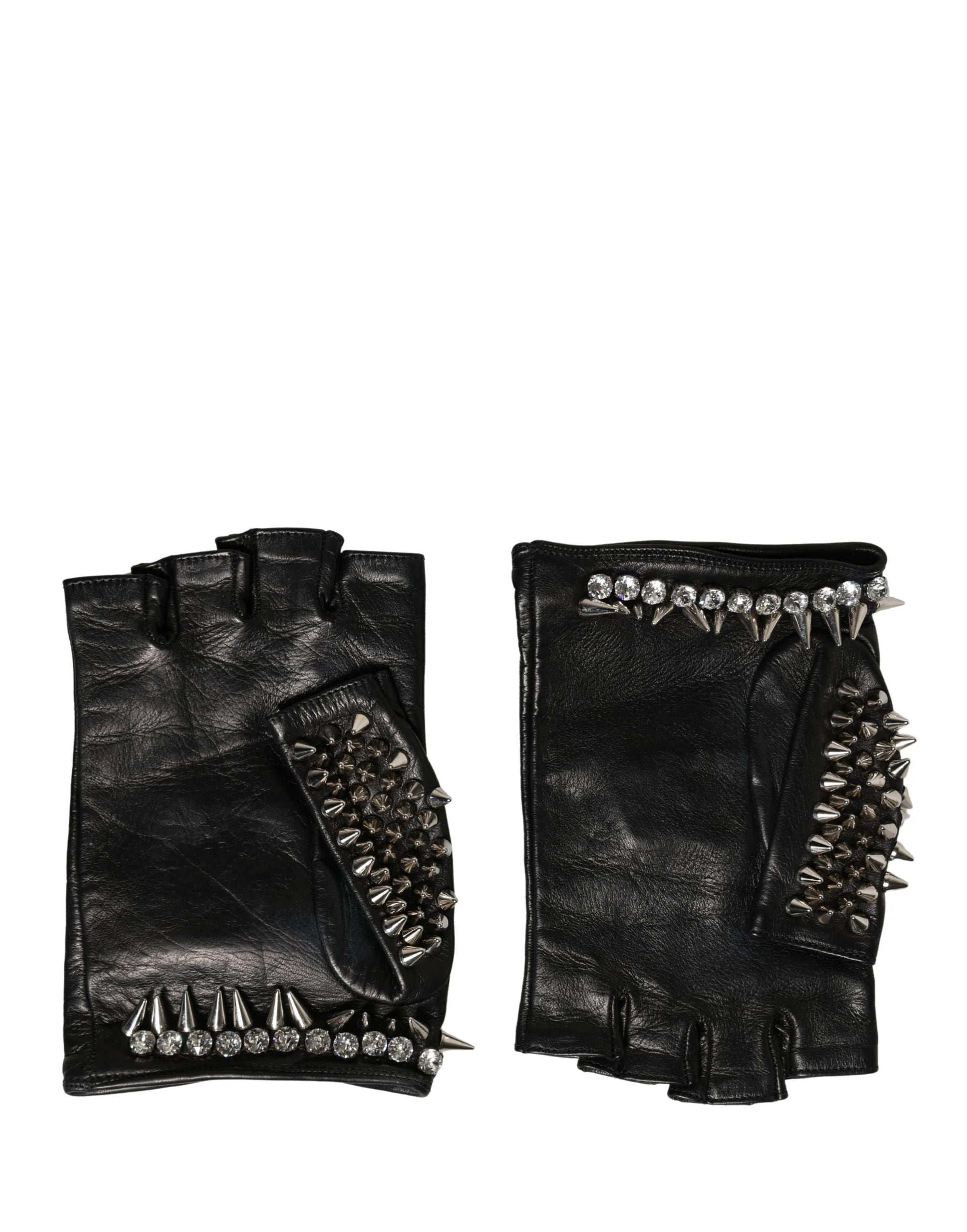 Dolce & Gabbana Dames Zwarte bewerkte wanten met polslengte - 9 | M