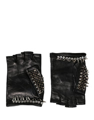 Dolce & Gabbana Dames Zwarte bewerkte wanten met polslengte - 9 | M